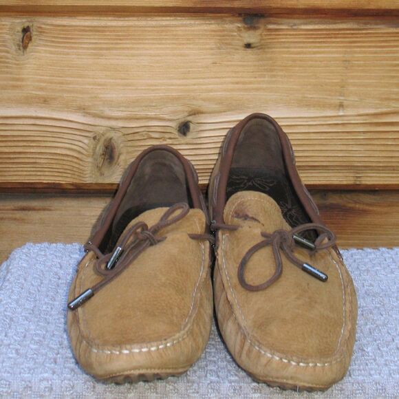 UGG Bel air Nubuck Leather Moc Toe Loafers In Chestnut Leather - Picture 4 of 13